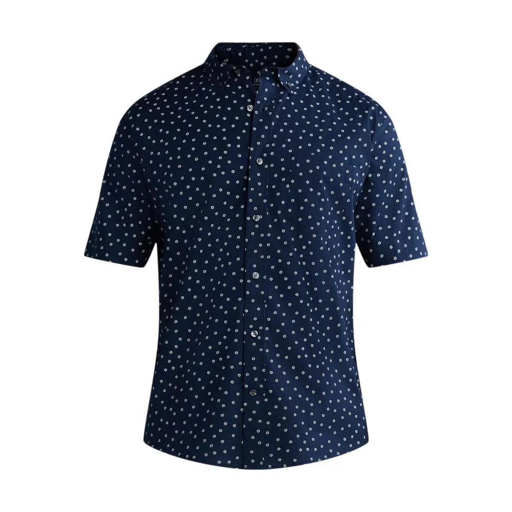 George Big & Tall Button-Up Poplin Commuter Shirt with Short Sleeves
